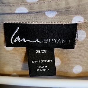 26/28 Lane Bryant sheer tan white pok-a-dot blouse